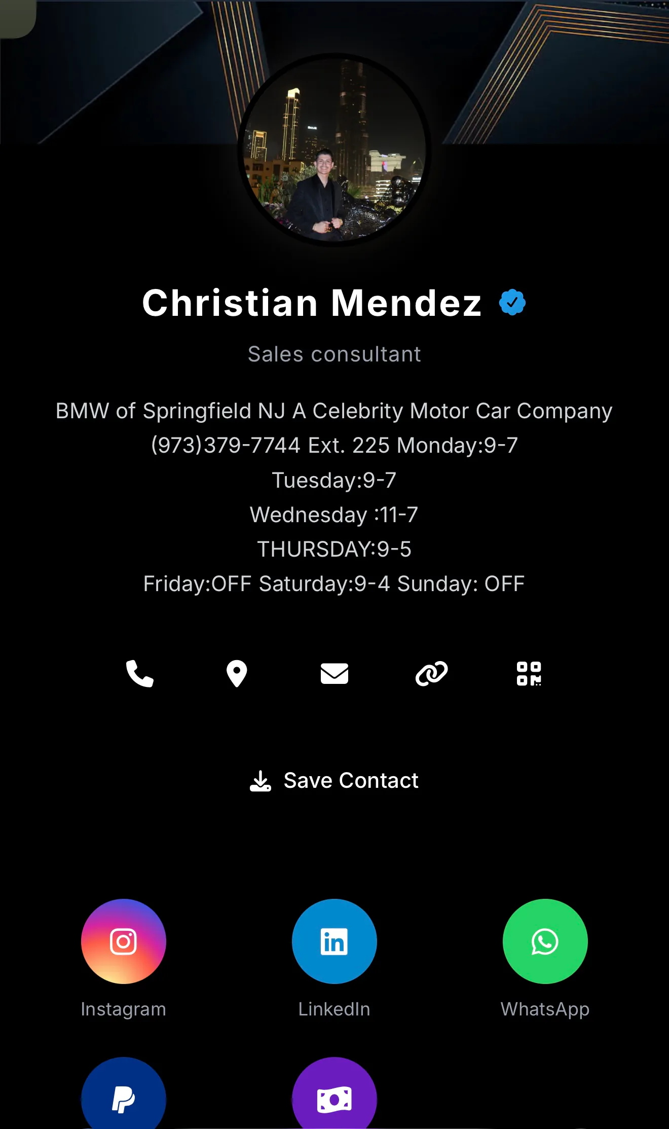 Christian Mendez mobile view
